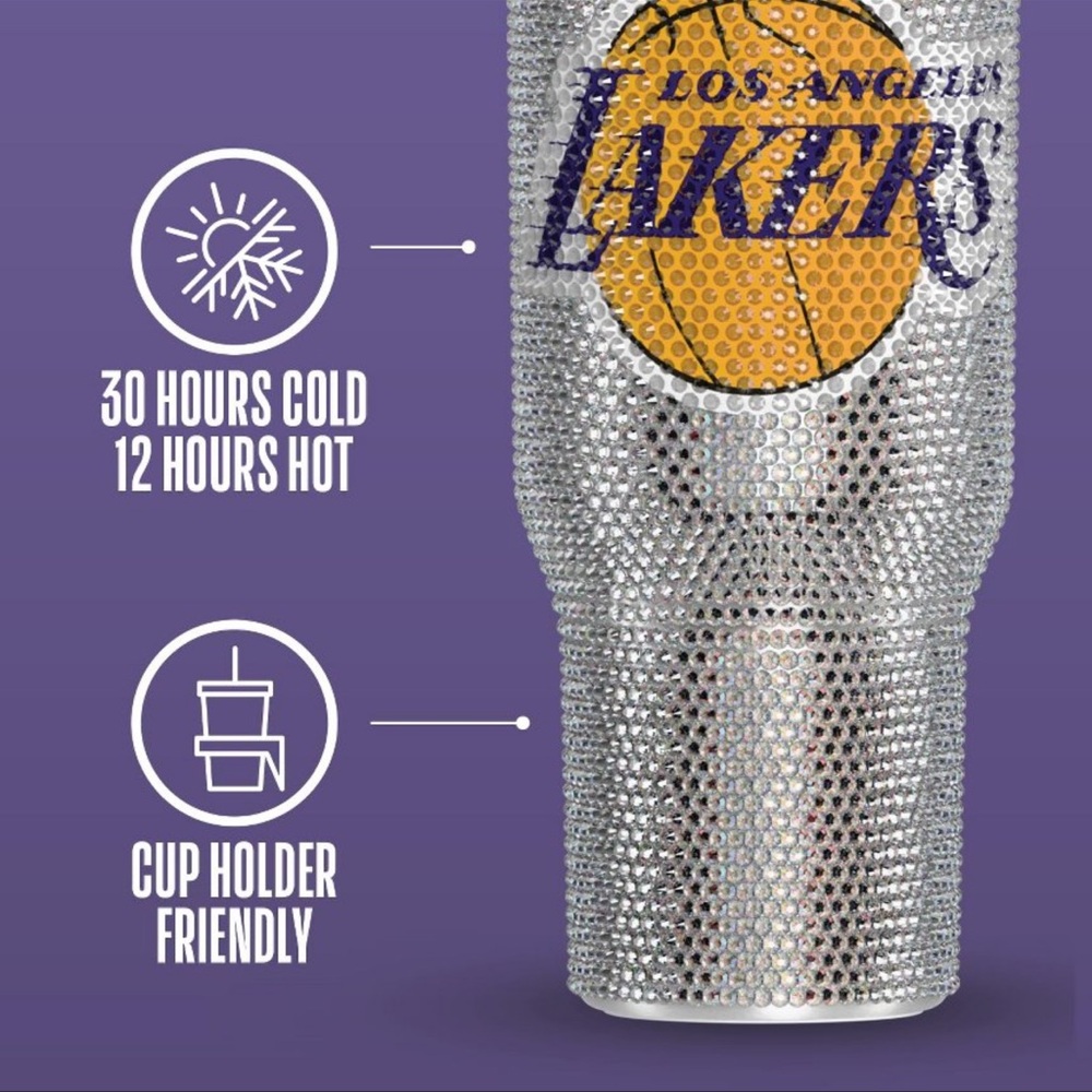 NBA Limited Edition 40oz Bling Voyager Stainless Steel Tumbler NWT 30hrs Cold - Picture 4 of 6